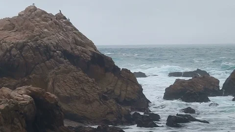 Ocean Waves Splashing at Pebble Beach Stock Footage 70214907