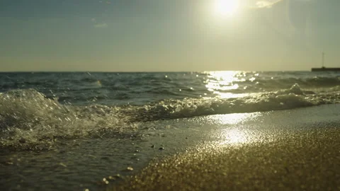 Ocean waves splashing on sand Stock Footage 212914077