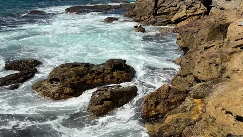 Ocean waves at a stony shore Stock Footage 270214793