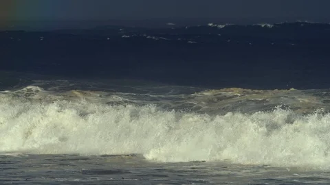 Ocean waves stormy sea waves global warming and climate change effect on weather Stock Footage 109516136