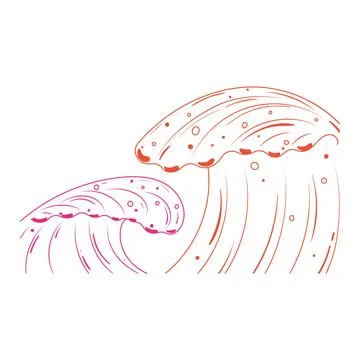 Ocean waves stylized in orange and pink colors Vector 스톡 일러스트