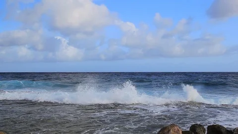 Ocean waves on sunny day Stock Footage 90348057