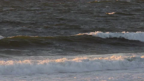 Ocean waves at sunset. Beautiful seascape Stock Footage 222798451
