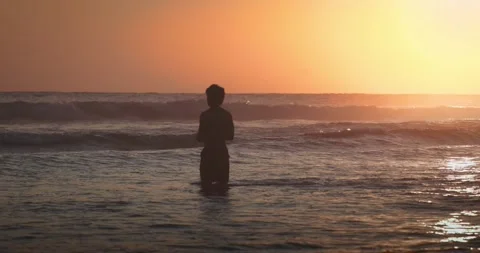 Ocean waves at sunset close-up Water. Stock Footage 269901137