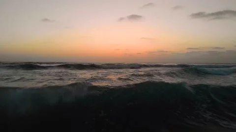 Ocean Waves at Sunset Drone Shot Stock Footage 226402682