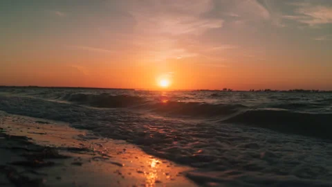 Ocean Waves at Sunset During Golden Hour Stock Footage 165415069