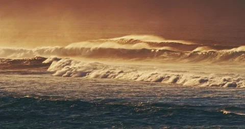 Ocean Waves at Sunset Stock Footage 70973764