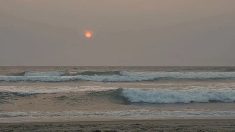 Ocean waves at sunset Stock Footage 93782239