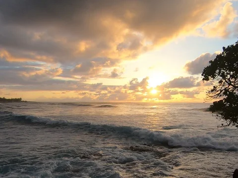 Ocean Waves at Sunset Stock Footage 111220865