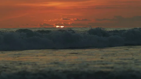 Ocean waves at sunset Stock Footage 218443640
