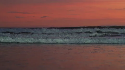 Ocean waves at sunset Stock Footage 218449137