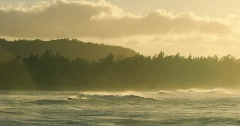 Ocean Waves at Sunset Stock Footage 262106383