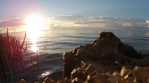 Ocean Waves Sunset Full Speed 库存影片 41732124