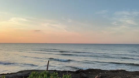 Ocean Waves at Sunset Golden Hour Tropical Coastline Stock Footage 340416173