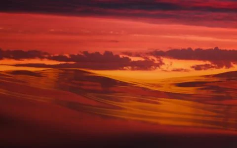 Ocean waves at sunset with vibrant sky. 3D render Stock Illustration
