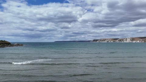 Ocean Waves Surface Drone Footage in Summer Stock Footage 342292969