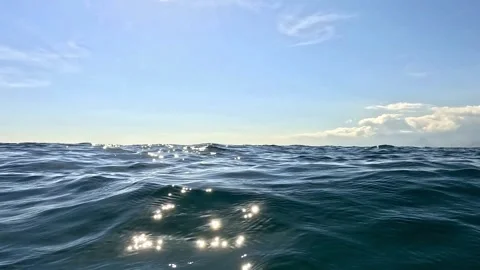 Ocean Waves Surface View Under Clear Blue Sky - 4K Video Video stock 339508884