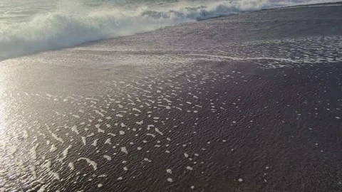 Ocean Waves. Swimming with Ocean Waves, Slow Motion of Water on Sand. Stock Footage 220661963