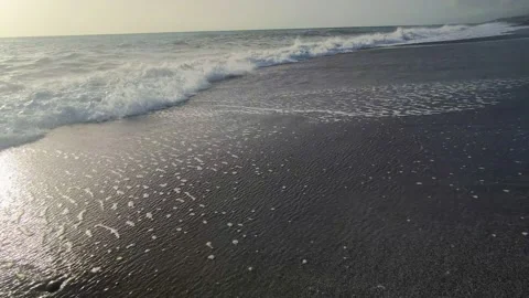Ocean Waves. Swimming with Ocean Waves on the Tropical Coast in Calabria. Stock Footage 220665179