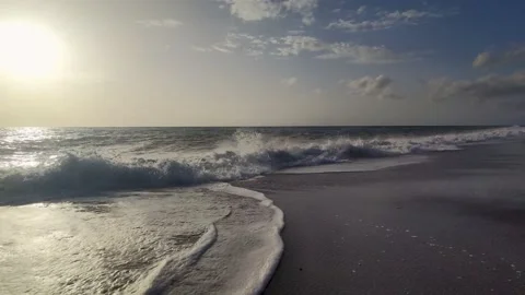 Ocean Waves. Swimming with Ocean Waves on the Tropical Coast. Stock Footage 220665325