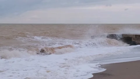 Ocean waves swing in slow motion. Stock Footage 196853970