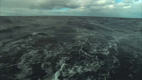 Ocean Waves from Tall-ship, Exploration boat, at sea. Pirates. Stock Footage 81244439