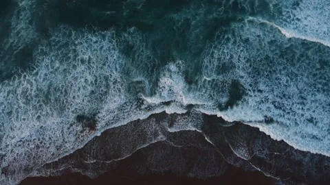 Ocean Waves Top View Zoom In Stock Footage 314110105