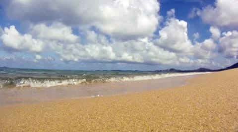 Ocean waves on tropical sand beach Stock Footage 10745320
