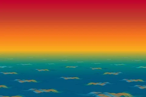 Ocean waves under sunset sky. Tropical seascape background in gradient cart.. Ilustración de archivo