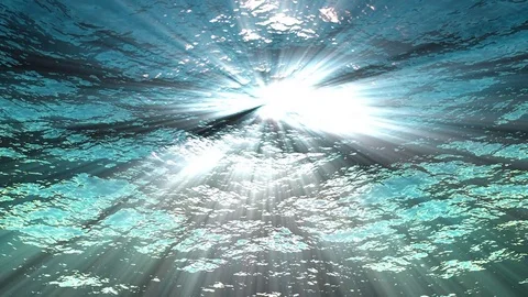 Ocean waves from underwater looping animation High quality Light rays shining Stock Footage