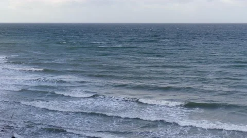 Ocean waves - view from the steep coast - natural water background Stock Footage 143783085