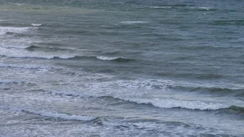 Ocean waves - view from the steep coast - natural water background Stock Footage 143835354