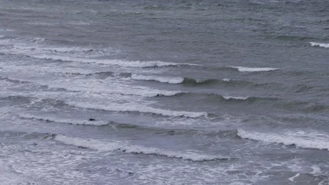 Ocean waves - view from the steep coast - natural water background Stock Footage 143847863