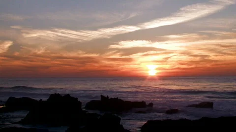 Ocean waves view at sunset Stock Footage 347623