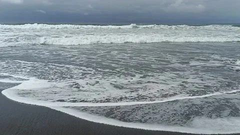 Ocean waves was sand beach Stock Footage 237296896