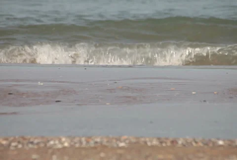 Ocean waves washing beach sand. Stock Footage 37685287