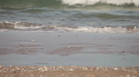 Ocean waves washing beach sand. Stock Footage 37696504