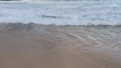 Ocean Waves Washing Over Sandy Beach Shoreline Stock Footage 334530158