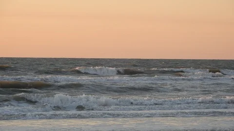 Ocean Waves White Sandy Beach At Golden Orange Sunset 002 Longer Clip Timeli Stock Footage 127250109
