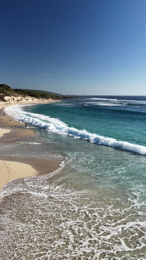 Ocean Waves At Yallingup Beach, Western Australia - Vertical Видео 347171671