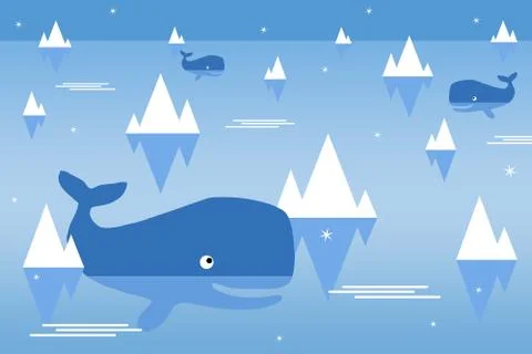 Ocean whales Stock Illustration