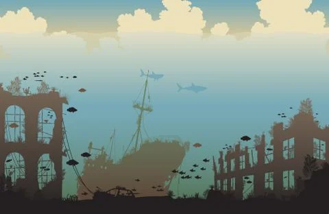 Ocean wreckage Stock-Illustration