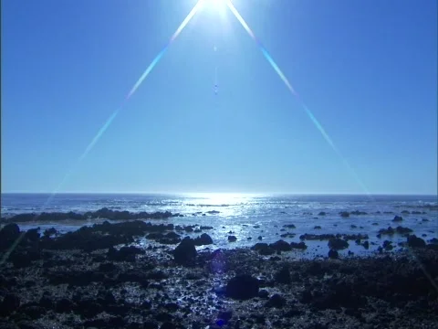 Ocean_Rocks_Sun-Flare Stock Footage