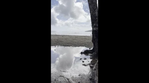 Oceanfront 02- Vertical - Mirror pond  - Pacific - Costa Rica Stock Footage 282937980