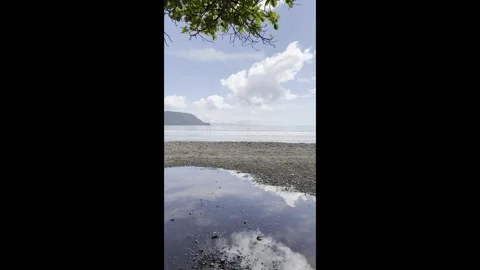 Oceanfront 05- Vertical - Mirror pond  - Pacific - Costa Rica Stock Footage 282943984