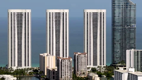 Oceanfront condominiums Sunny Isles Beach Miami Dade county Florida 2026 4k.. Stock-Footage 344052522
