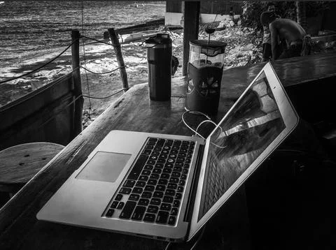 Oceanfront Digital No ad Working Soace Stock Photos