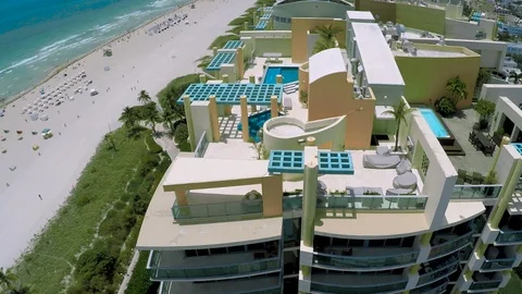 Oceanfront high-rise building 8 Stock Footage