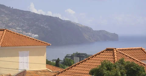 Oceanfront homes, Madeira 4K Stock Footage 245717402