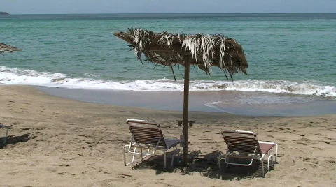 Oceanfront Thatch Hut Stock Footage 474398